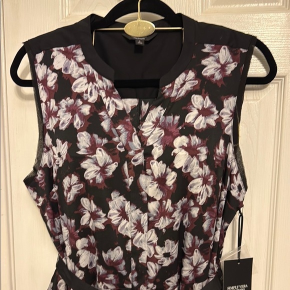 Simply Vera Vera Wang Black and Purple Fit and Flare Midi Dress - Picture 2 of 13